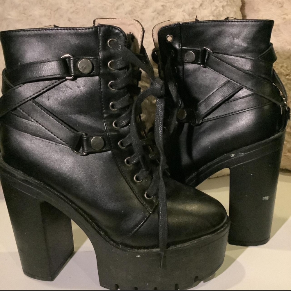 Black Platform Ankle Boots